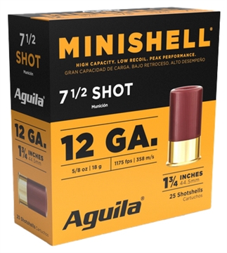 Picture of AGUILA MINISHELLS AMO 12GA 1-3/4" 5/8OZ 1175 FPS #7.5 25RD 1175FPS (10 BOXES PER CASE) 1CHB1387