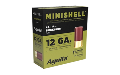 Picture of Aguila Minishell Buckshot 12Gauge 1.75" 5/8oz 4B(7P)/1B(4P) Shot 25 Per Box/10 Case 1CHB1385