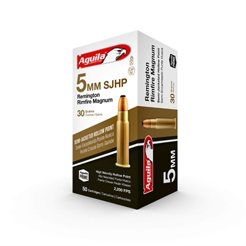 Picture of Aguila Target & Range Rimfire 5mm Rem Mag 30gr Semi Jacketed Hollow Point 50 Per Box/20 Case 1B222405