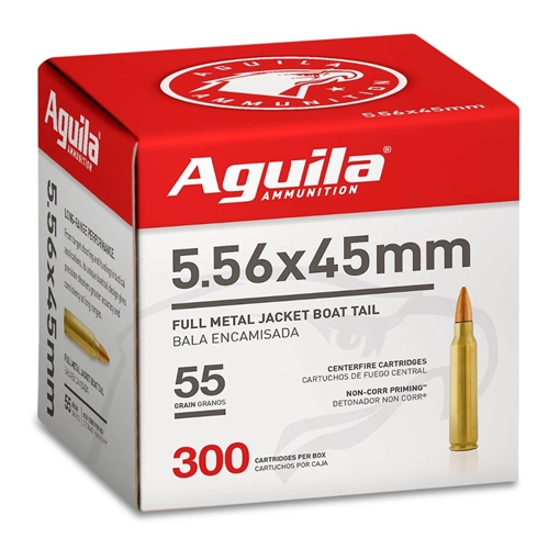 Picture of Aguila Target & Range Rifle 5.56x45mm NATO 55gr Full Metal Jacket Boat Tail 300 Per Box/4 Case 1E556126