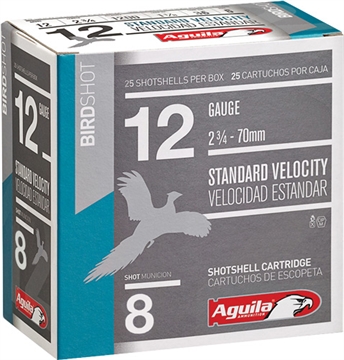 Picture of Aguila Ammunition 12ga Birdshot 2.75 inch Shotgun Shells - #8 Shot 1-1/8oz 1200 fps 250rd Case 1CHB1218