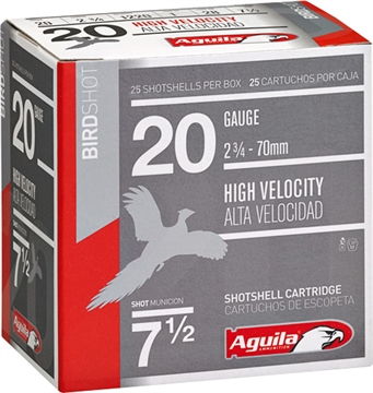 Picture of Aguila Ammunition 20ga Birdshot 2.75 inch Shotgun Shells - #7.5 Shot 1oz 1220 fps 250rd Case 1CHB2007