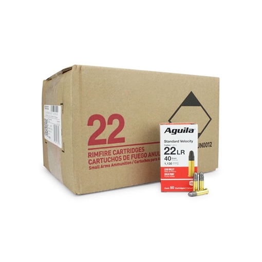 Picture of Aguila Standard Velocity Rimfire Ammunition .22 LR 40 gr SP 1130 fps 2000/ct Case (40 boxes of 50/ct) 1B220332C