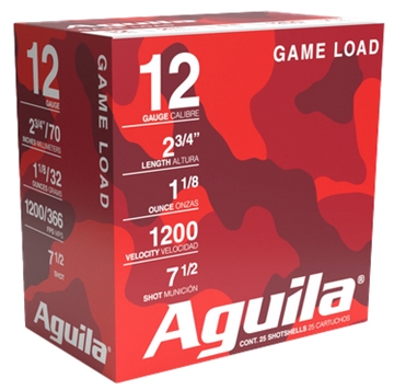 Picture of Aguila Ammunition 12ga Birdshot 2.75 inch Shotgun Shells - #7.5 Shot 1-1/8oz 1200 fps 25rd Box 1CHB1217