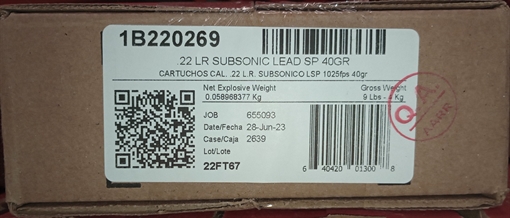 Picture of Aguila Ammunition .22 LR Subsonic Rifle Ammo - 40 Grain | Solid Point | 1000rd Case 1B220269