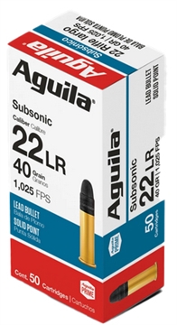 Picture of Aguila Ammunition .22 LR Subsonic Rifle Ammo - 40 Grain Solid Point 50rd Box 1B220269