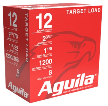 Picture of Aguila Ammunition Target 12ga Birdshot 2.75 inch Shotgun Shells - #8 Shot 1-1/8oz 1200 fps 1CHB1358