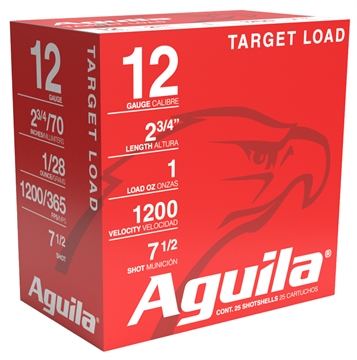 Picture of Aguila Ammunition Target 12ga Birdshot 2.75 inch Shotgun Shells - #7.5 Shot 1oz 1200 fps 25rd Box 1CHB1304