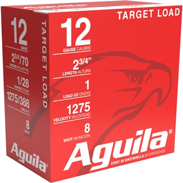 Picture of Aguila Ammunition Target 12ga Birdshot 2.75 inch Shotgun Shells - #8 Shot 1oz 1275 fps 1CHB1328
