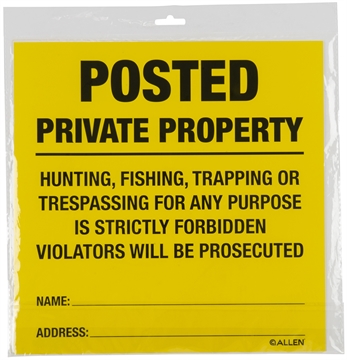 Picture of Allen Posted No Trespassing Yard Sign 12" x 12" 12/ct 15824