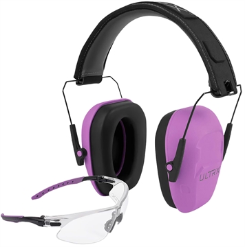 Picture of Allen Company ULTRX Hearing and Eye Combo, Shield Passive Earmuff, NRR 23dB, Plum, Anti-Fog/Anti-Scratch Shooting Glasses, Clear, ANSI Z58 and CE EN-Rated 4155