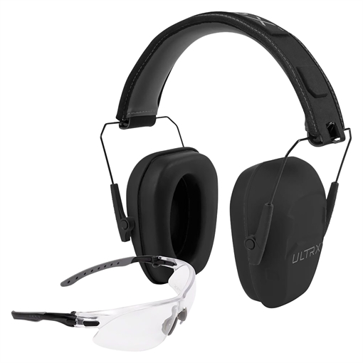 Picture of Allen Company ULTRX Hearing and Eye Combo, Shield Passive Earmuff, NRR 23dB, Gray, Anti-Fog/Anti-Scratch Shooting Glasses, Clear, ANSI Z58 and CE EN-Rated 4157