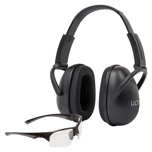 Picture of Allen Company ULTRX Hearing and Eye Combo, Sound Blocker Earmuff, NRR 23dB, Black, Impact Resistant Shooting Glasses, Clear, ANSI Z87.1+ 4158