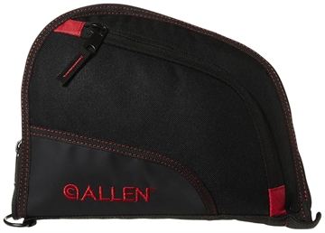 Picture of Allen Auto-Fit Handgun Case Black Endura w/Red Trim, Foam Padding, Knit Lining, Mag Sleeve, Storage Pocket & Lockable Zipper 9" L 7738