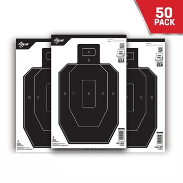 Picture of ALLEN EZAIM APAPER IPSC 1/2 SIZE TARGET 12 X 18 BLACK & WHITE 50 PER PACK 15551-50