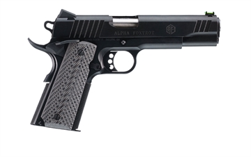 Picture of ALPHA FOXTROT AF-F HGA 9MM 5IN TB BBL FRGED ALUM STRKR PSTL MAT BLK DLC SLIDE 17RD 1911 GRIP ANGLE AA06X1ERC-MDBK07