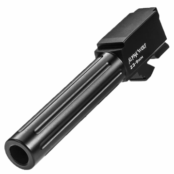 Picture of Lone Wolf Distributors AlphaWolf Barrel, 9MM, Salt Bath Nitride Coated, Fluted, 416R Stainless Steel, Conversion to 9mm Stock Length, Fits Glock 23/32, Made in the USA AW-239N