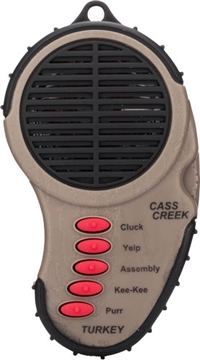 Picture of Cass Creek Ergo Electronic Turkey Call, 5 Authentic Turkey Sounds, Brown Plastic Includes Belt Clip 969
