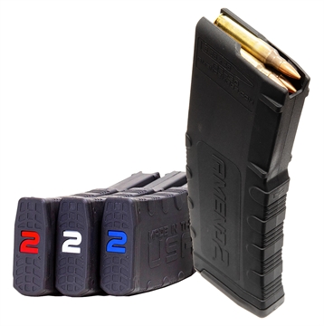 Picture of Amend2 Magazine, 223 Remington/556NATO, 30 Rounds, Fits AR-15 Rifles, Polymer, Black with Red, White, and Blue Amend2 Logo, 3 Pack AM3PACK556BLK30