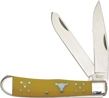 Picture of ABKT CATTLEMANS CUTLERY 3.25" YELLOW HANDLE TRAPPER 2-BLADE CC0002YD