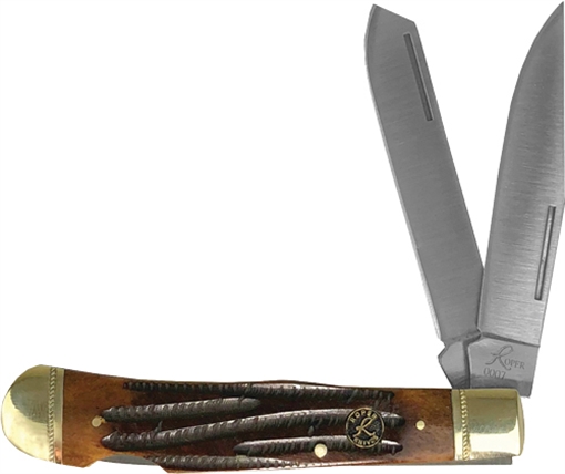 Picture of ABKT ROPER DOUBLE ACTION LOCK BACK TRAPPER 3.25" COFFEE HNDL RP0004CBBB
