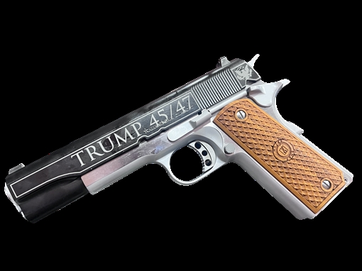 Picture of AMERICAN CLASSIC TROPHY 1911 45ACP 5" TRUMP GOLDEN ERA BLACK/SILVER 8RD 85635-TRUMP 756542285763