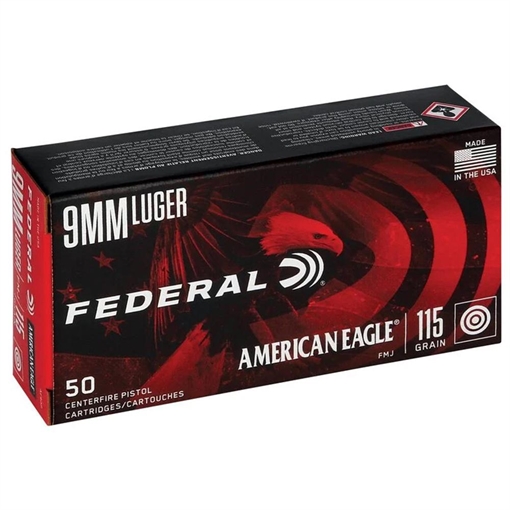 Picture of American Eagle Handgun Ammunition 9mm 115 gr FMJ 1000/ct AE9DP BK
