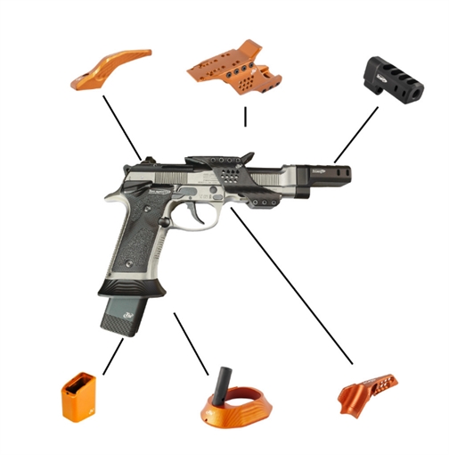 Picture of AMERICAN PREC FIREARMS TONI SYSTEM BUNDLE KIT FOR BERETTA 92X ORANGE BUKIT92XOR