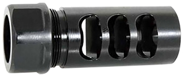 Picture of American Precision Arms Gen 2 Little Bastard Self Timing Brake Black Nitride Stainless Steel with 5/8"-24 tpi Threads, 2.22" OAL & 1" Diameter for 30 Cal Rifle G2L5830N