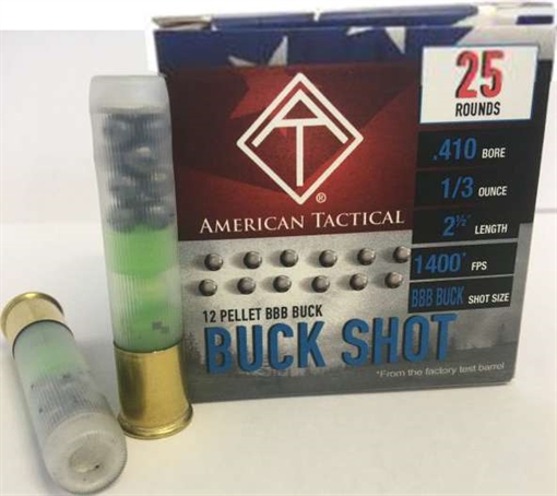 Picture of AMERICAN TACTICAL AMMO 410GA 2.5 1/3OZ 12P #BBB 25 ROUNDS AC410BBBC
