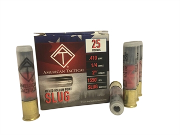 Picture of ATI .410ga Rifled Slug 2.5 inch Shotgun Shells - SLUG 1550 fps Rifled Hollow Point 1 Case (10 boxes/250 rds) ATIAC410RC