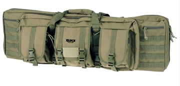 Picture of Rukx Gear Tactical Double Gun Case 36" Water Resistant Green 600D Polyester w/ Non-Rust Zippers Reinforced Velcro & Adjustable Back Straps ATICT36DGG