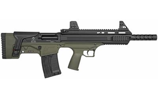 Picture of ATI Bulldog 20 Gauge Semi-Auto 3" 5+1 18.50" Black Steel Barrel, Black Aluminum Receiver, Picatinny Mount, Green Fixed Bullpup Stock ATIG20BDG
