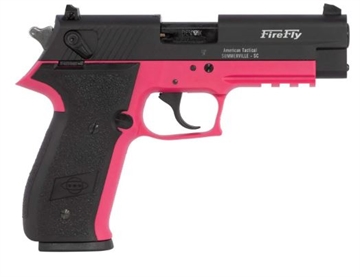 Picture of GSG FireFly 22 LR 10+1 4" Black Serrated Slide, Pink Zinc Alloy w/Accessory Rail Frame, Black Polymer Grip GERG2210FFP