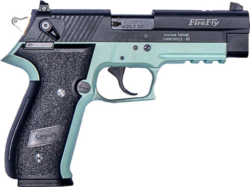 Picture of GSG FireFly 22 LR 10+1 4" Black Serrated Slide, Mint Zinc Alloy w/Accessory Rail Frame, Black Polymer Grip GERG2210FFM