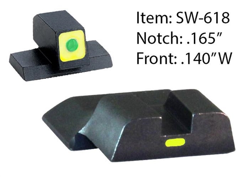 Picture of Ameriglo CAP Tritium Night Sights for S&W M&P Shield / Front Tritium - Green / Front Outline - LumiGreen / Style - CAP / Rear Paint Bar - LumiGreen SW-618