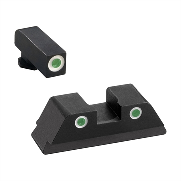 Picture of AmeriGlo Classic Tritium Sight Set for Glock Green Tritium White Outline Front Sight-Green Tritium White Outline Rear Sight GL119