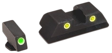 Picture of AmeriGlo Classic Tritium Sight Set for Glock Green Tritium White Outline Front Sight-Yellow Tritium White Outline Rear Sight GL121