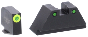 Picture of AmeriGlo Optic Compatible Sight Set for Glock XL Tall Green Tritium LumiGreen Outline Front Sight-Green Tritium Black Outline Rear Sight GL252