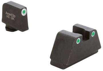 Picture of AmeriGlo Optic Compatible Sight Set for Glock 2XL Tall Green Tritium White Outline Front Sight-Green Tritium White Outline Rear Sight GL330