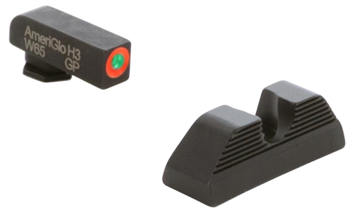 Picture of AmeriGlo Protector Sight Set for Glock Green Tritium Orange Outline Front Sight-Black Serrated Rear Sight GL351