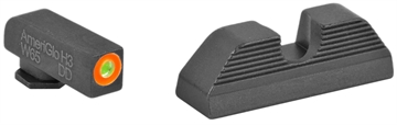 Picture of AmeriGlo Sight, Fits Glock 17,19,22,23,24,26,27,33,34,35,37,38,39, Green Tritium Orange Outline Front, Black Serrated Round Notch Rear GL-353 GL353