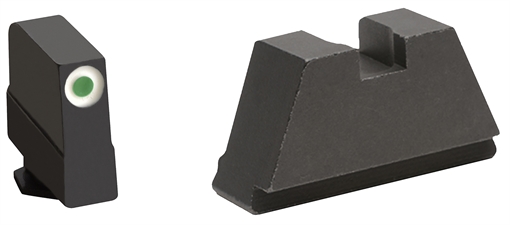 Picture of AmeriGlo Optic Compatible Sets for Glock, Fits All Glocks, 3XL Tall, Green Tritium with White Outline, .365" Front and .451" Rear, Black Rear Sight GL-491 GL491