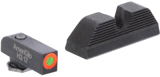 Picture of AmeriGlo Protector Sight Set for Glock Green Tritium Orange Outline Front Sight-Black Serrated Rear Sight GL5353