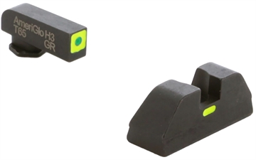 Picture of AmeriGlo CAP - Combative Application Pistol, Sight, Front/Rear, Fits Glock 42 and 43, Green Tritium Lime Green LumiLime Square Outline Front with Lime Green LumiLime (Non-Tritium) Rear, Front/Rear GL-605 GL605