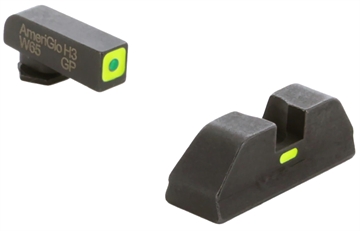Picture of AmeriGlo Combative Application Pistol Sight, Fits Glock 17,19,22,23,24,26,27,33,34,35,37,38,39, Green/Green, Green Tritium Front Sight with Lumi Outline, Rear Sight Lumi Horizontal Line in Center GL-614 GL614