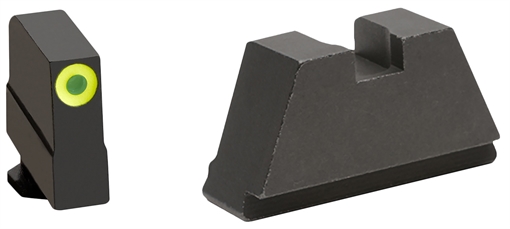 Picture of AmeriGlo Optic Compatible Sets for Glock, Fits All Glocks, 3XL Tall, Green Tritium with LumiGreen Outline, .365" Front and .451" Rear, Black Rear Sight GL-691 GL691