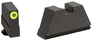 Picture of AmeriGlo Optic Compatible Sets for Glock, Fits All Glocks, 3XL Tall, Green Tritium with LumiGreen Outline, .365" Front and .451" Rear, Black Rear Sight GL-691 GL691