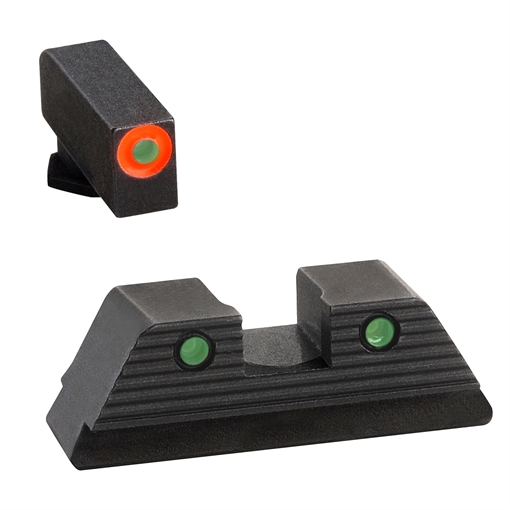 Picture of AmeriGlo Trooper, Sight, Fits Glock Gen5 17,19, Green Tritium with Orange Outline Front, Green Tritium Black Serrated Rear GL-818 GL818