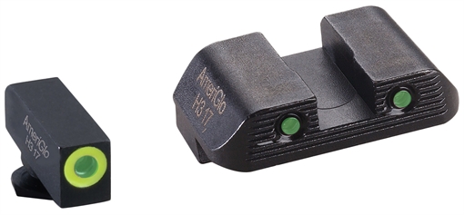 Picture of AmeriGlo Trooper, Sight, Fits Glock 42,43,43X, Green Tritium LumiLime Outline Front, Green Tritium Black Serrated Rear, Front/Rear GL-822 GL822